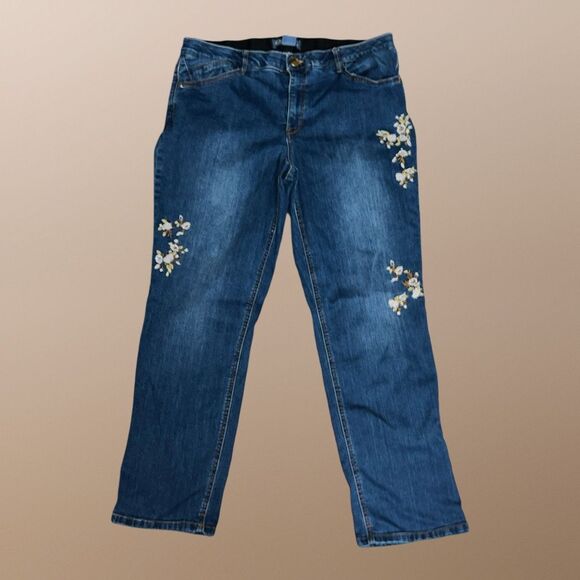 Plus Size Democracy Ab Solution Embroidered High Rise Jeans Size 16 36x28 #217 - Picture 1 of 6